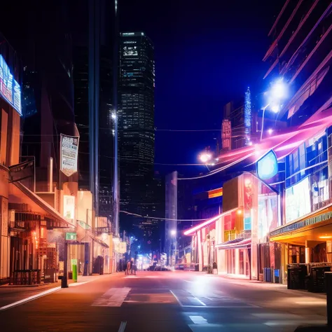 cyberpunked：futuristic cityscape with bright lights and bright moonlit night in the background、starry night、