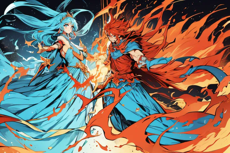 「Light Blue Goddess of Tears vs King of Red Crowns」、Orange Flame