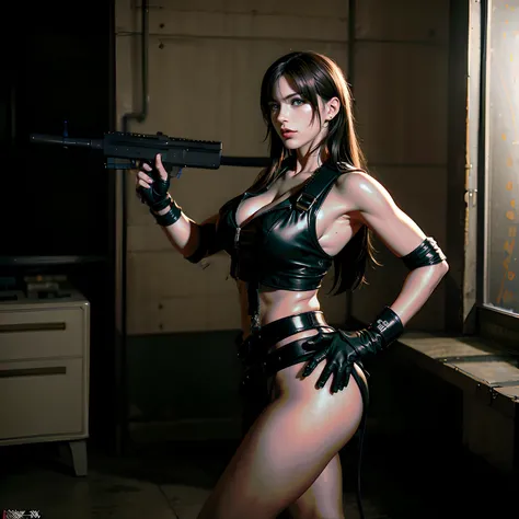 There was a woman in leather with a gun, Tifa Lockhart, quiet from metal gear solid, tifa lockheart, alluring tipha lockhart portrait, Charming Tifa Lockheart, ff Tifa, quiet from metal gear solid v, tifa lockhart portrait, Shot on Canon EOS R 6, revy from...