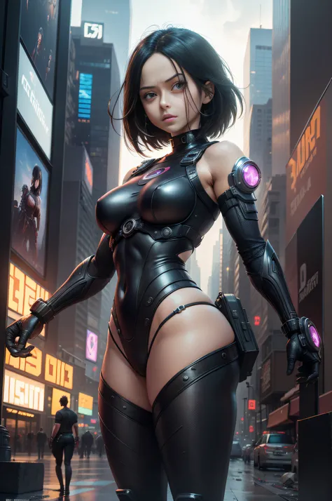 New York, time square, Alita, known as "Battle Angel", is the main character of the manga "Battle Angel Alita" created by Yukito Kishiro. She is a fearless cyborg with a mysterious past and exceptional combat skills. Endowed with great curiosity and compas...