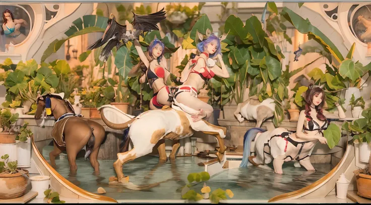 In the beautiful illustration of this super-grand scene，The ultra-distant lens shows us（Over eight separate and distinctive centaur characters：9.9），They all have their own characteristics，Vivid and interesting。Radiant from the heavens（Angelic centaurs：6.6）...