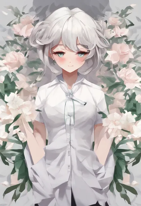 Anime girl with flowers and white shirt in her hair, a beautiful anime portrait, Yandere, portrait anime girl, detailed portrait of an anime girl, Portrait of an anime girl, Anime style portrait, anime portrait, Guviz, Detailed digital anime art, Anime gir...