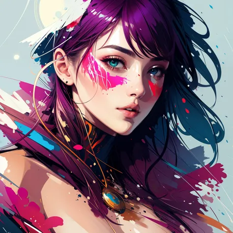 abstract beauty, centered, looking at the camera, approaching perfection, dynamic, moonlight, highly detailed, digital painting, artstation, concept art, smooth, sharp focus, illustration, art by Carne Griffiths and Wadim Kashin