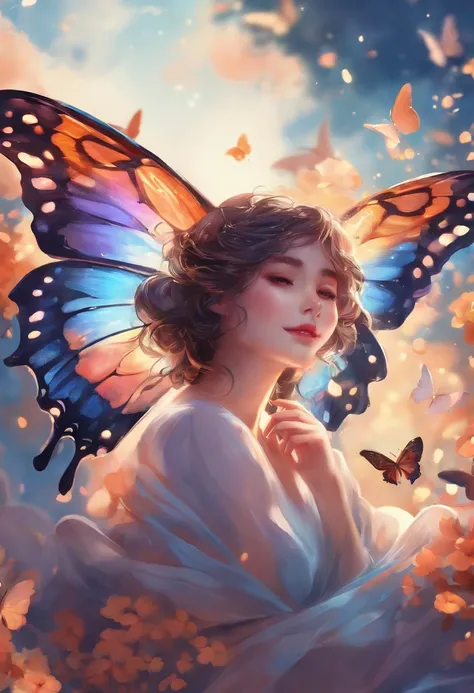 lovely art style, Butterflies spreading their wings, Brilliant and colorful wings,the detail, 4k manga wallpapers, Cute detailed digital art, cutecore, adorable digital art, High-quality fanart