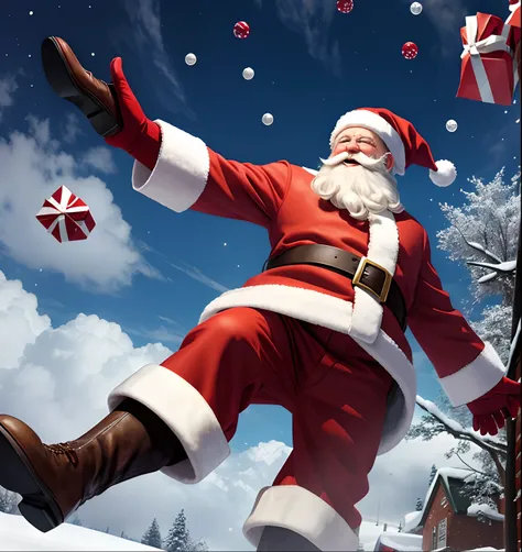 santa claus falling from the sky