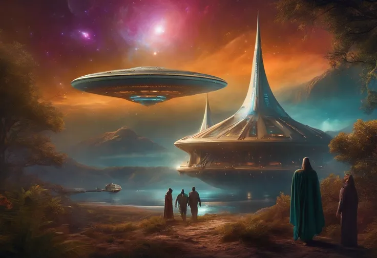 "Extraterrestrial beings disembarking from their supernatural spaceships."