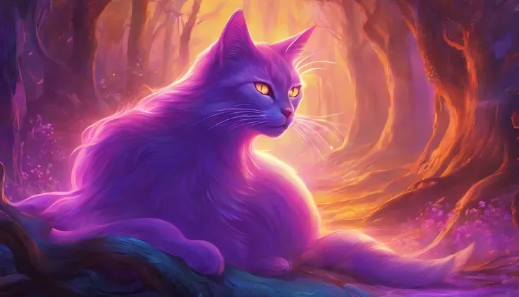 a close up of a cat with glowing eyes and a purple background, alex grey cat, purple cat, beautiful neon cats, purple glowing eyes, cat detailed, with glowing purple eyes, demon cat, metal ears purple eyes, cyberpunk cat, cat. digital painting, cat from th...