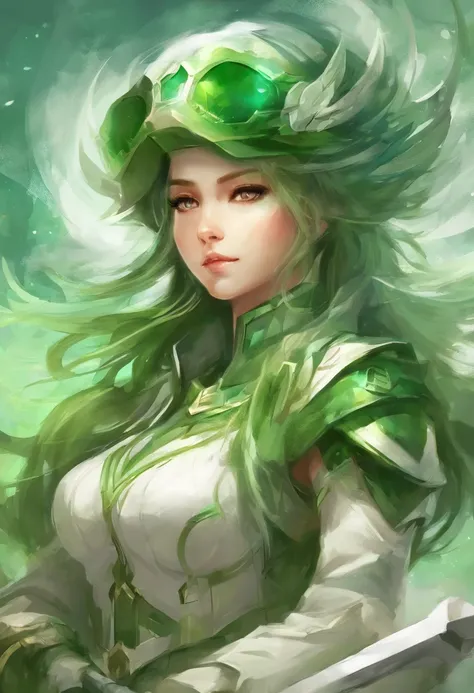 anime girl military gear green and white