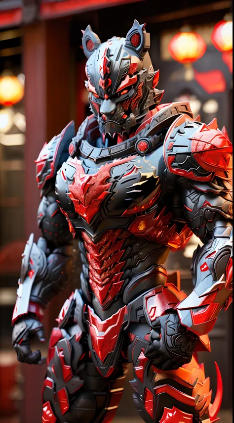 CHINESE TIGER, (Red, Black:1.5), DRAGON HEAD, HEAVY CRYSTAL ARMOR, TRANSPARANT, MUSCLE BODY, MUSCLE ABS.