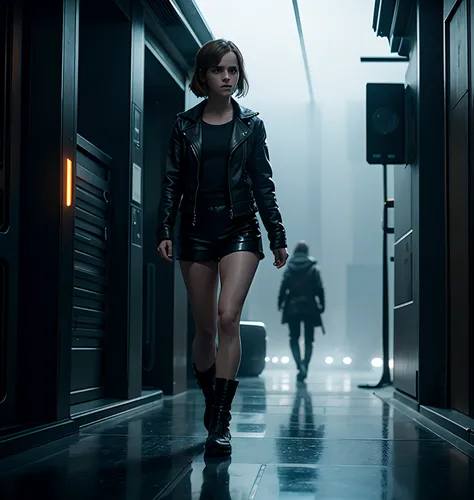 Emma Watson,Blade Runner 2049 style, ultrarealistic, highly detailed, cinematic, full body