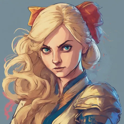 Evanna Lynch  Luna Lovegood from the movie "Harry Potter" in a fantasy war costume, war pose, combat stance, mortal combat, realism