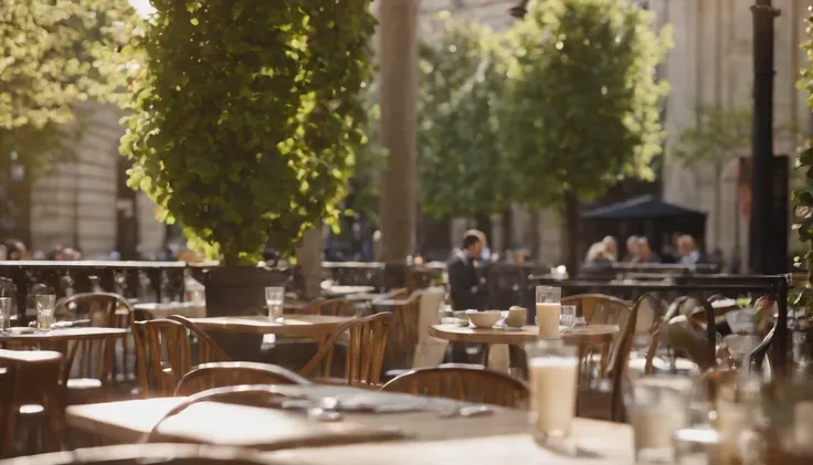 the met,Spring sunshine,early afternoon,Stylish café