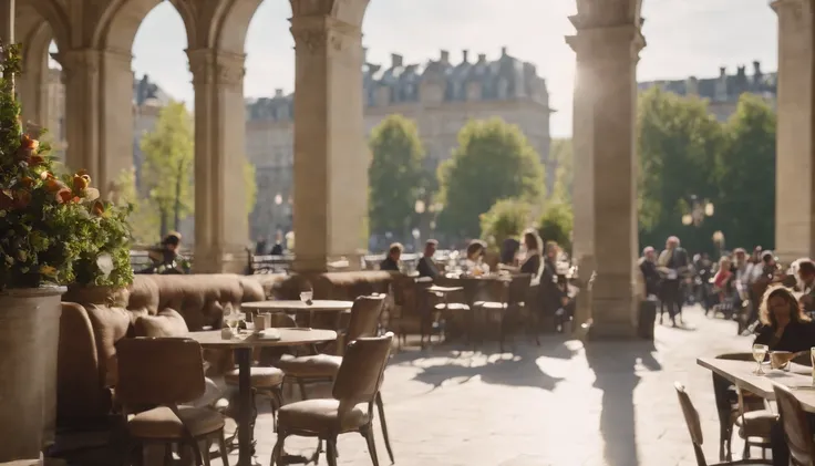 the met,Spring sunshine,early afternoon,Stylish café