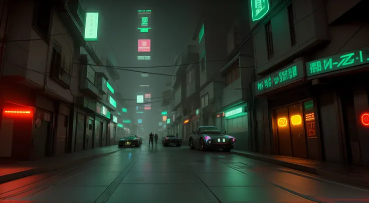 There is a city street with neon plates and cars on it, rua da cidade cyberpunk, cidade cyberpunk hiper realista, Rua Cyberpunk, Sci-Fi Cyberpunk Rua da Cidade, estilo cyberpunk hiper-realista, busy cyberpunk metropolis, Cidade Cyberpunk Chuvosa, em cyberp...