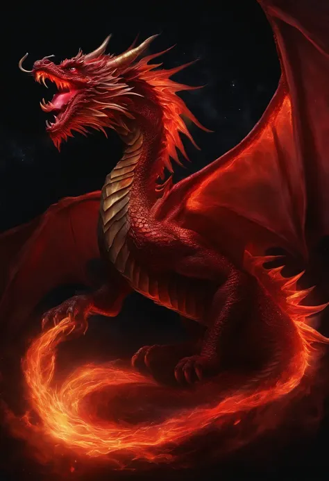 a painting of a red dragon on a black background,, breathtaking rendering, inside a radiant connection, inspirada em Kinuko Y. Craft,, Magical Elements, kitten icon, uau, its beautiful, casting a colorful multi spell, bright flash, glare