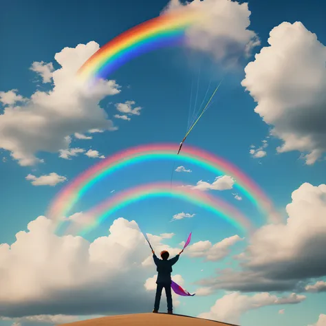 Whenever his kite flew, it drew rainbows in the sky.