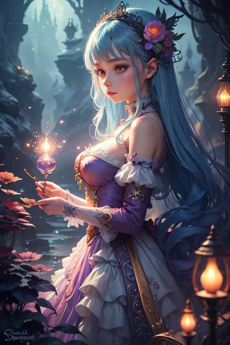 ,beautiful detailed characters, vibrant colors, surreal landscapes, dreamlike, fantasy world, magical creatures, glowing lights, misty atmosphere, ethereal beauty, otherworldly, whimsical elements, intricate details, enchanting hues, painterly strokes, sof...