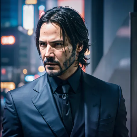 arafed man in a suit and tie looking at the camera, portrait of john wick, in the john wick movie, from the new john wick movie, john wick, keanu reeves as wolverine, portrait of keanu reeves, keanu reeves as geralt of rivia, keanu reeves, keanu reeves as ...