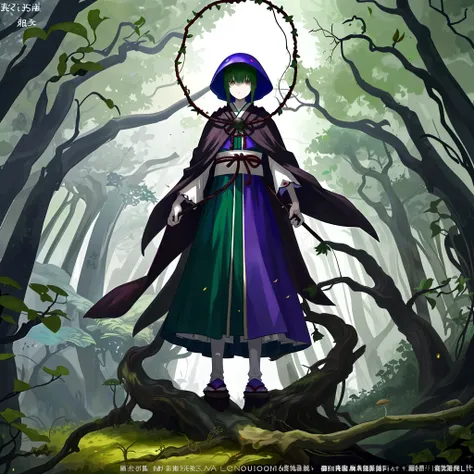 This is a Japanese-style weirdo with the characteristics of a mushroom umbrella cover,(It looks like a mushroom umbrella cover，But its actually a cloak：1.3)，Its tall,Have strong muscles,Use fists and feet as weapons,(/Its arms are crossed with dark green v...