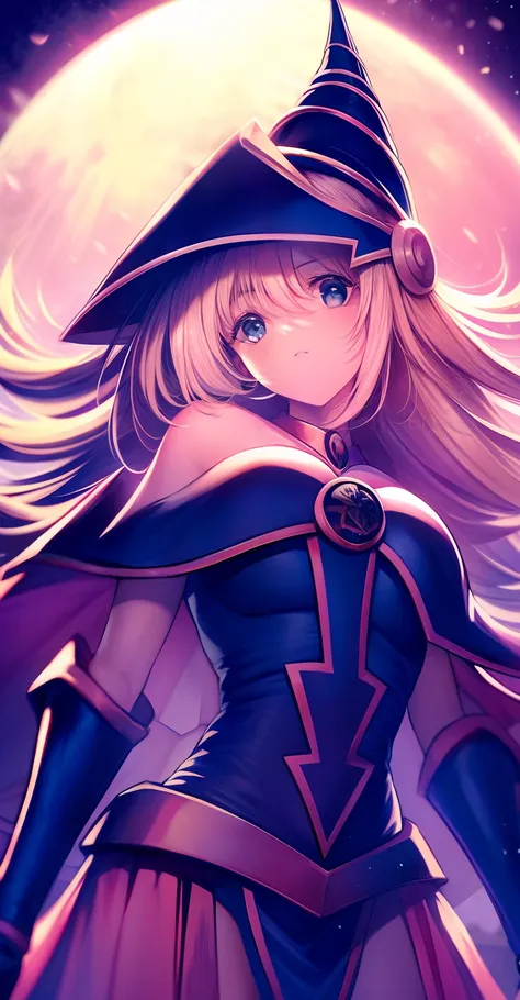 mejor calidad、una obra maestra del thriller，joven hermosa dark magician girl, estilo oscuro de alto brillo，la espalda de una muj...