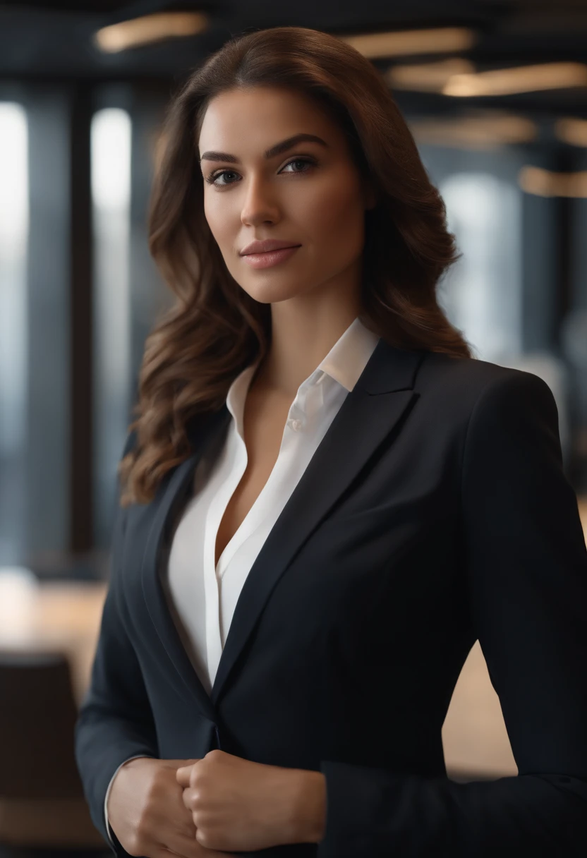 a portrait of a businesswoman in a suit and tie, in the style of unreal engine 5, feminine empowerment --ar 128:85
a woman dressed in a business suit standing in front of people, in the style of portraits with soft lighting, 32k uhd, bold curves, youthful ...