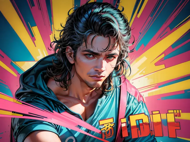 create a high-quality anime illustration of a man from the 1980s. o foco deve estar na captura de detalhes intrincados, in the b...