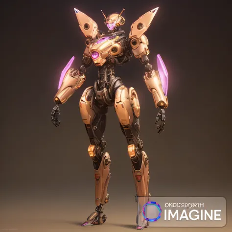 a close up of a robot with a large body and a large head, female mecha, an concept art of the tau queen, girl in mecha cyber armor, anime robotic mixed with organic, streamlined pink armor, female robot, detailed full body concept, sci - fi character, sci ...