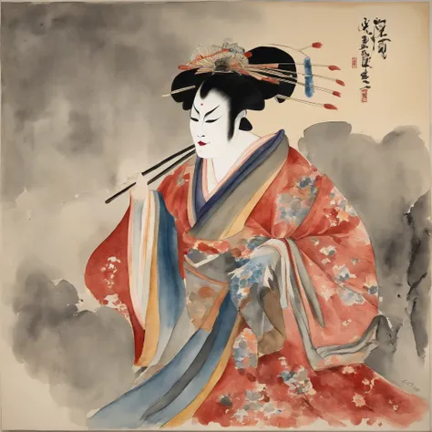 Kabuki, Japanese traditional opera, on stage, Ukiyo-e, Utamaro