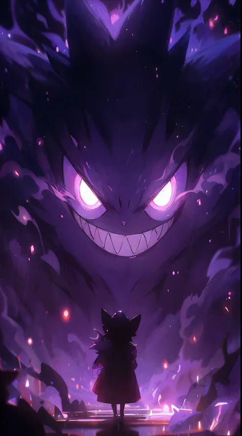 anime big breast, Pokemon, Black eyes, purple, Night, purple, Eyes, gengar, evil smile and glowing eyes, zorua pokemon, illustration pokemon, Anime epic artwork, wide evil grin, Anime art wallpaper 4 K, Anime art wallpaper 4k, 4K anime wallpaper, Anime wal...