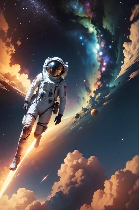 Melhor qualidade, 8k, Astronauta, Explorando, Voando, Explorando,