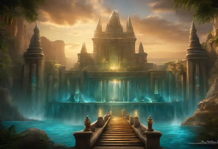 Envision the legendary city of Atlantis, not just as a city, but as a grand fortress of epic proportions. Rising from the depths of the ocean, its towering spires shimmer with a luminescence unique to its ancient and advanced civilization. The walls, made ...