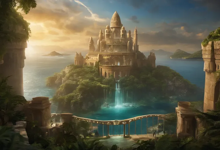 Envision the legendary city of Atlantis, not just as a city, but as a grand fortress of epic proportions. Rising from the depths of the ocean, its towering spires shimmer with a luminescence unique to its ancient and advanced civilization. The walls, made ...