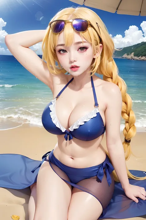 best quality, ultra high res, (photorealistic:1.4), 8k resolution, girl, (yellow hair:1.3), (realistic hair:1.2), (Korean girl:1.2), (realistic eyes:1.2), (beauty face:1.3), perfect body, white pale skin, big breast, cleavage, , (eyes looked up:1.3), (wet ...