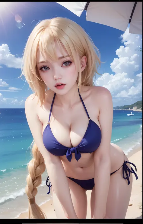 best quality, ultra high res, (photorealistic:1.4), 8k resolution, girl, (yellow hair:1.3), (realistic hair:1.2), (Korean girl:1.2), (realistic eyes:1.2), (beauty face:1.3), perfect body, white pale skin, big breast, cleavage, , (eyes looked up:1.3), (wet ...