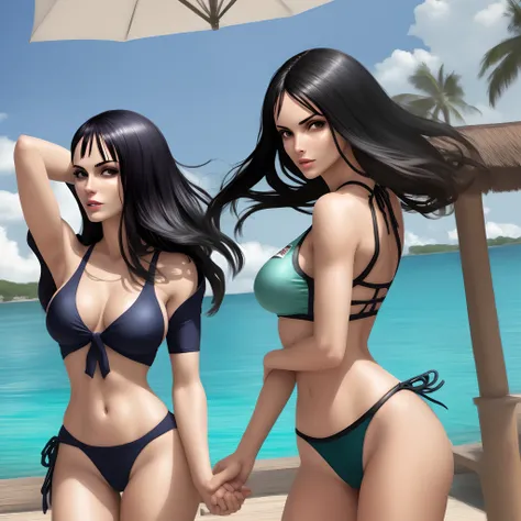 Nico Robin　Erotic swimwear　Top image quality　Max Body　waterside　cabelos preto e longos