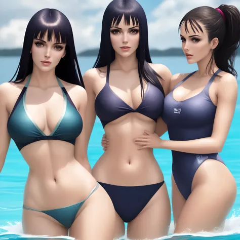 Nico Robin　Erotic swimwear　Top image quality　Max Body　waterside　cabelos preto e longos