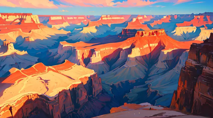 ((Best Quality, 8K, Masterpiece: 1.3)), A panoramic shot of the Grand Canyons vast and colorful landscape, showcasing its natural beauty.