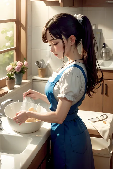 Washing dishes