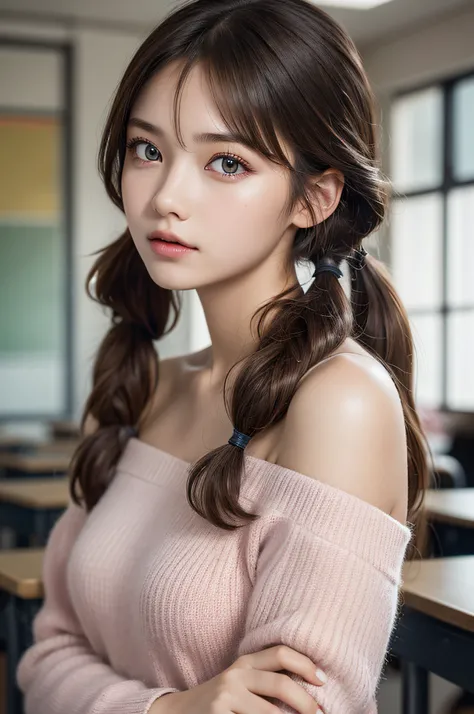 ((1girl in)), ((Best Quality)), (Ultra-detailed), (extremely detailed CG unified 8k wallpaper), Highly detailed, High-definition raw color photos, Professional Photography, (Twintails), Brown hair, Amazing face and eyes, Pink eyes, (amazingly beautiful gir...