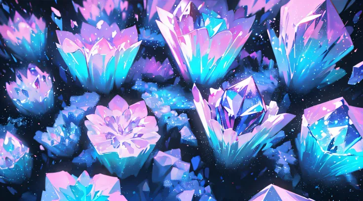 ((Best Quality, 8K, Masterpiece: 1.3)), A macro photograph of crystal formations, revealing a dazzling array of crystalline textures and colors.