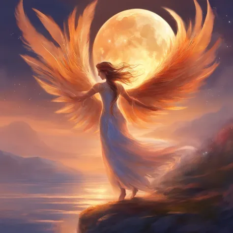 The girl dances in the moonlight, her dress swaying like a graceful phoenixs tail, masterpiece, best quality