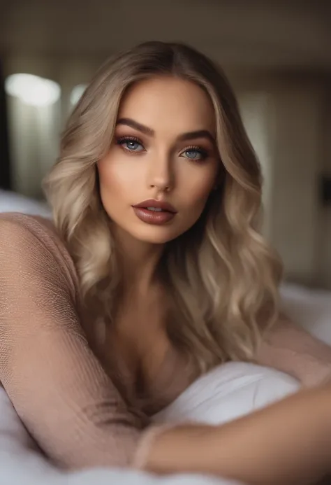 Arafed woman , Sexy girl with brown eyes, portrait sophie mudd, blonde hair and large eyes, at the club, Selfie einer jungen Frau, Augen im Schlafzimmer, Violet Myers, ohne Make-up, Natural makeup, Blick direkt in die Kamera, Gesicht mit Artgram, dezentes ...