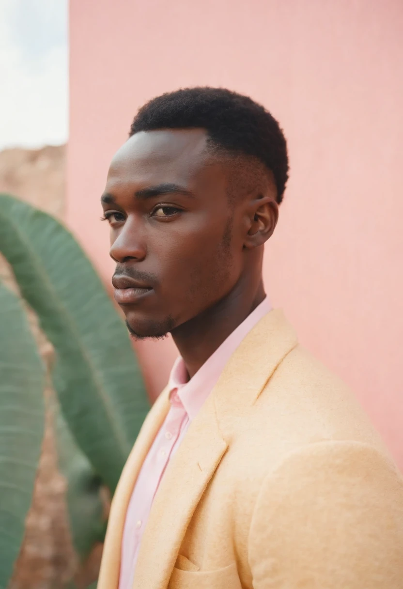 Man,African style man, neopop, pastel colors, by jimmy marble, portrait, (medium shot)