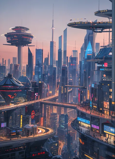 ，masterpiece, best quality，8k, 超高分辨率，in the near future，breath-taking, futuristic cities rise above the horizon。towering skyscra...