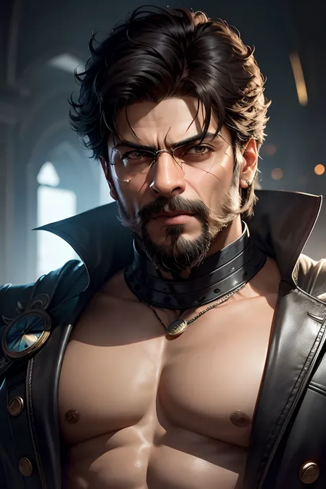 Shah Rukh Khan with beard, as a cyborg, Full detailed, masterpiece