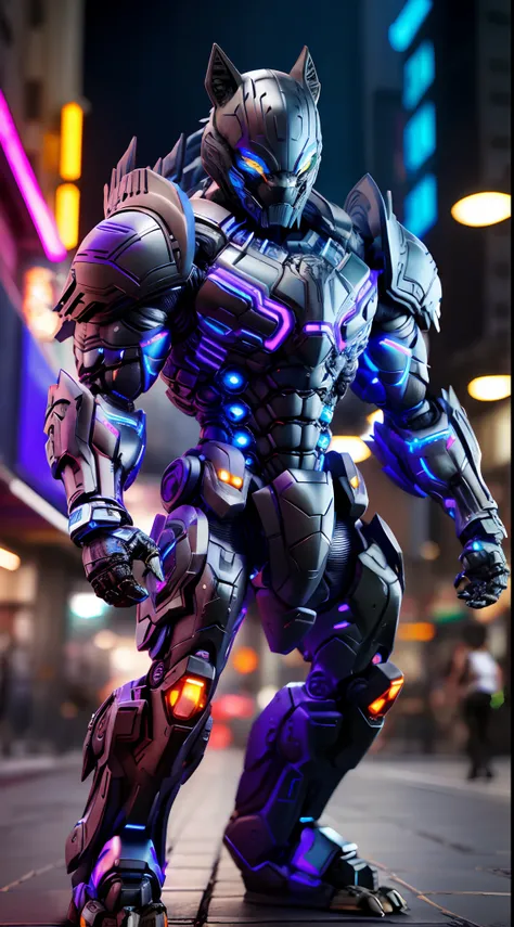 BLACK PANTHER, HETEROCHROMIA EYE, MECHA HEAVY ARMOR, TRANSPARANT, MUSCLE BODY.