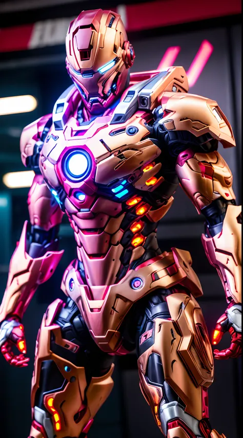 IRONMAN, HETEROCHROMIA EYE, MECHA HEAVY ARMOR, TRANSPARANT, MUSCLE BODY.