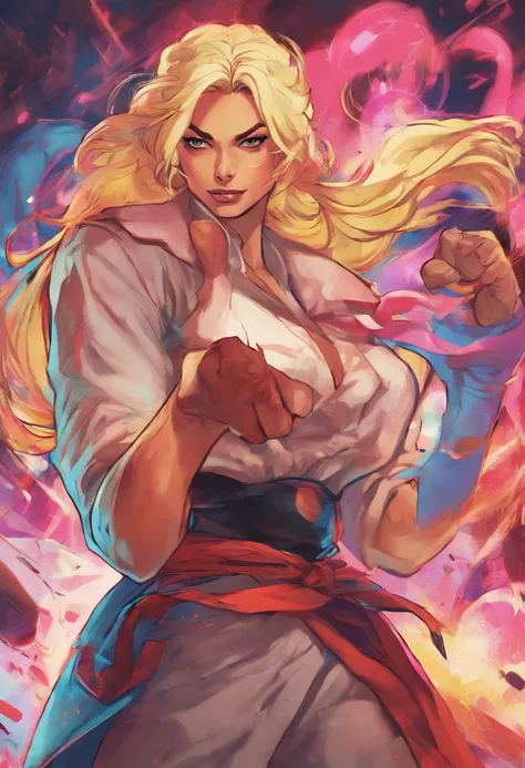 Margot Robbie, dressed as a Street Fighter Jury