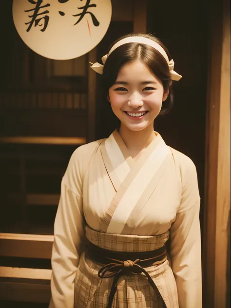 Beautuful Women、20yr old 、body shot、Taisho Era、A smile