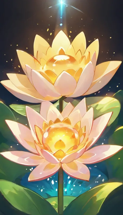 lotus flower, artistic conception, Light shines straight down from above